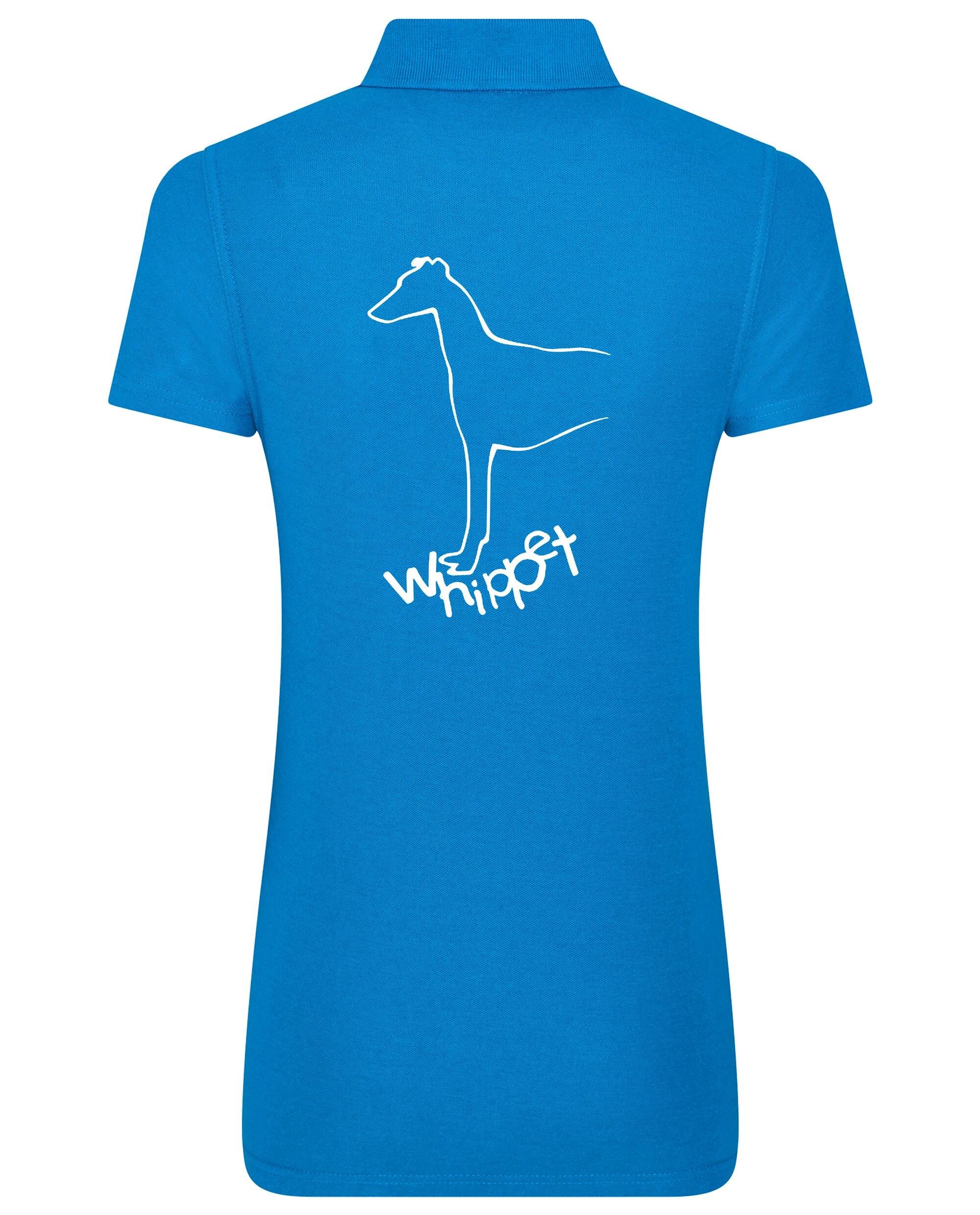 Female Whippet Polo Shirt Sapphire Blue (White)