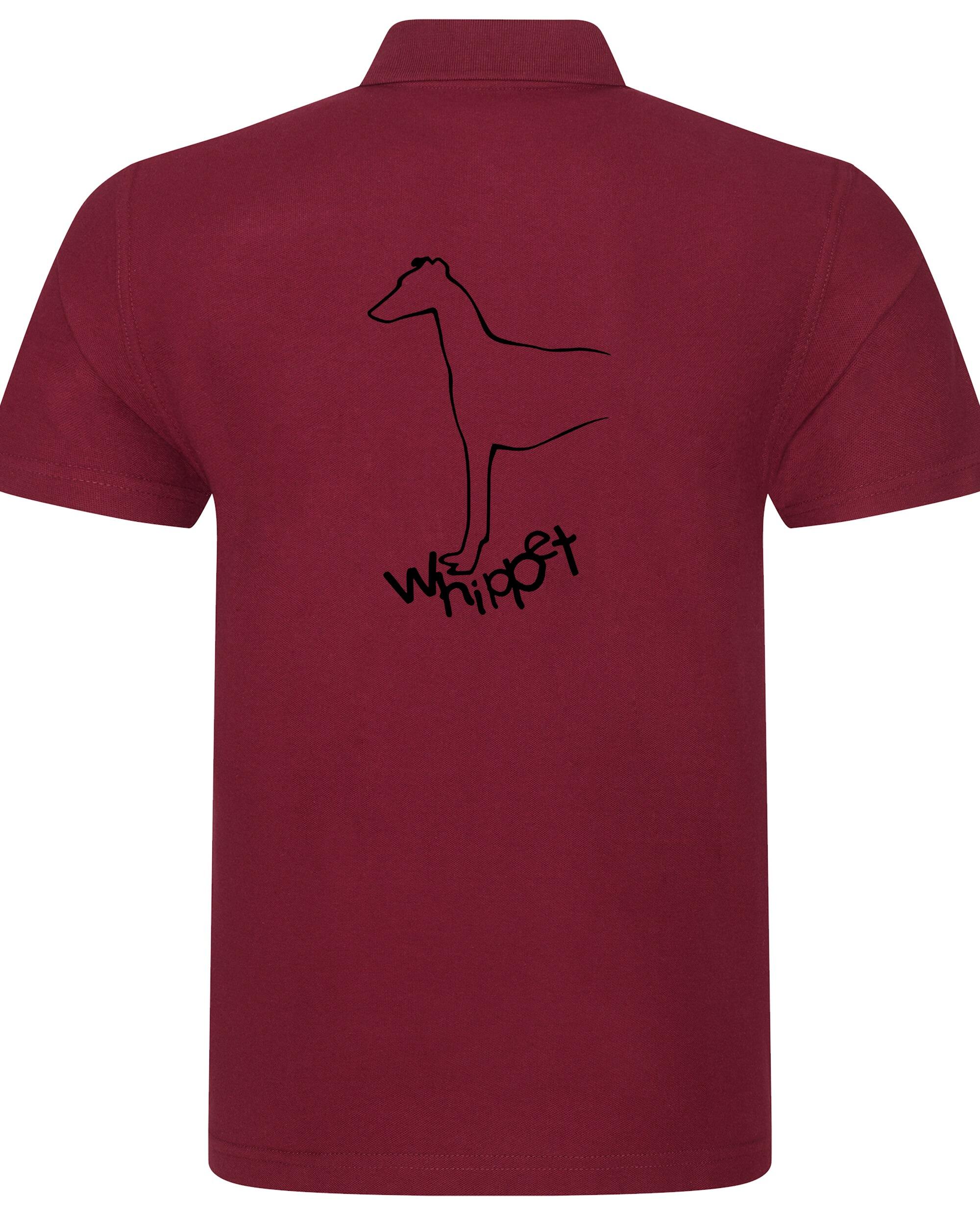 Unisex Whippet Polo Shirt Burgundy (Black)
