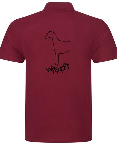 Unisex Whippet Polo Shirt Burgundy (Black)