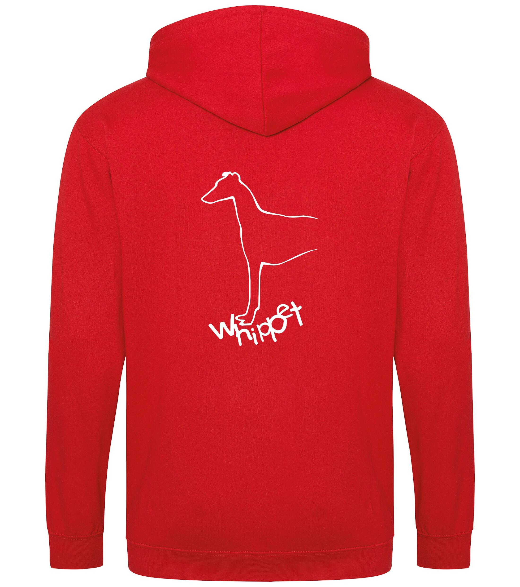 Unisex Whippet Zipped Hoodie Red (White)