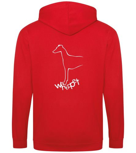 Unisex Whippet Zipped Hoodie Red (White)