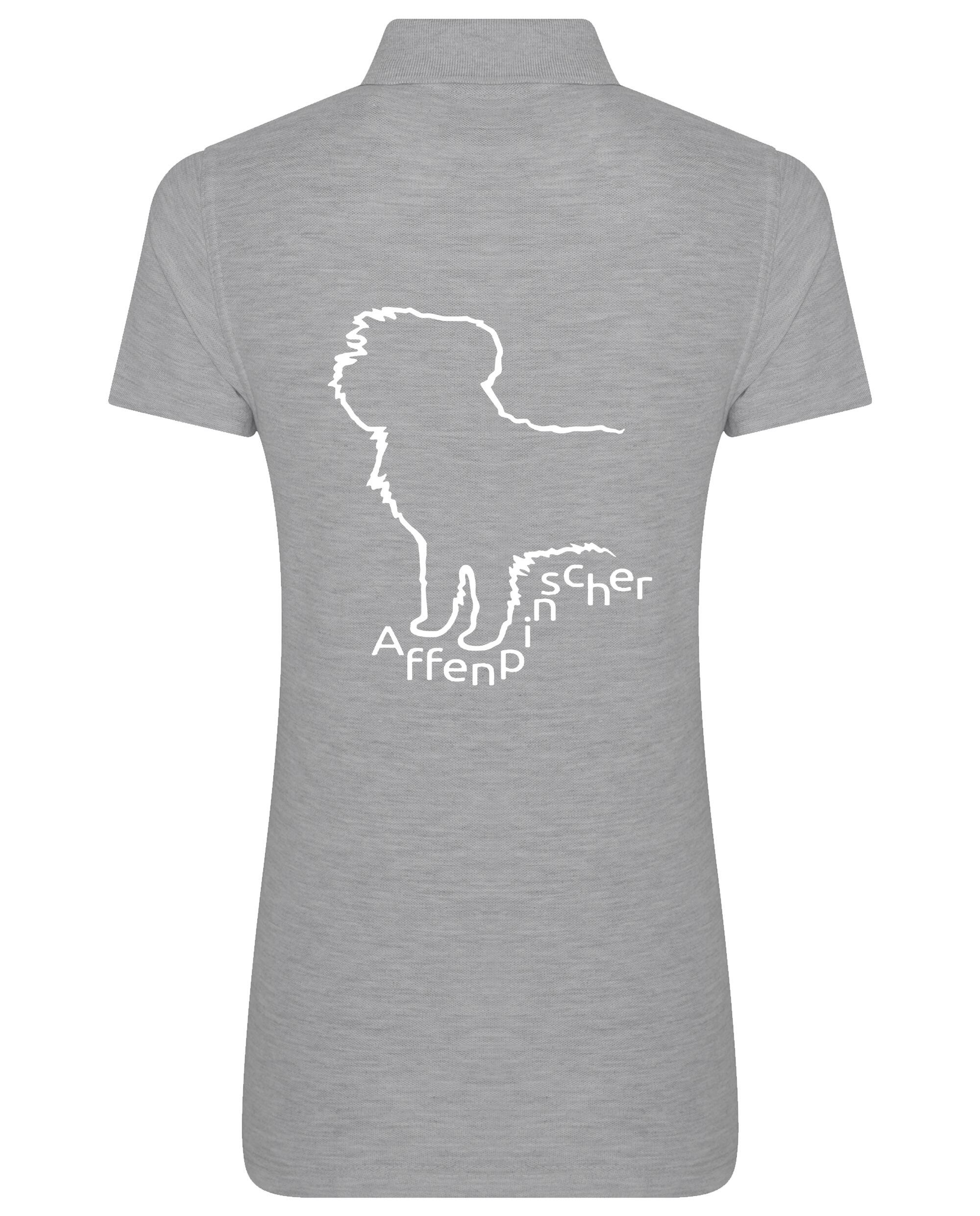 Female Affenpinscher Polo Shirt Heather Grey (White)