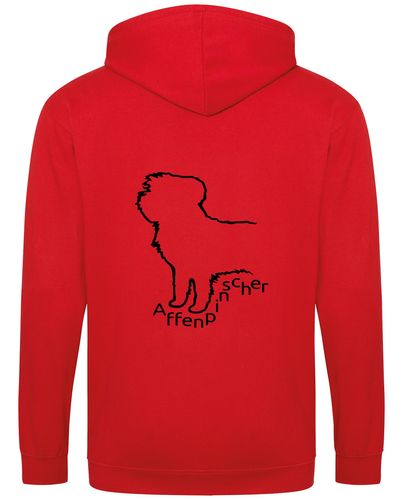 Unisex Affenpinscher Zipped Hoodie Red (Black)
