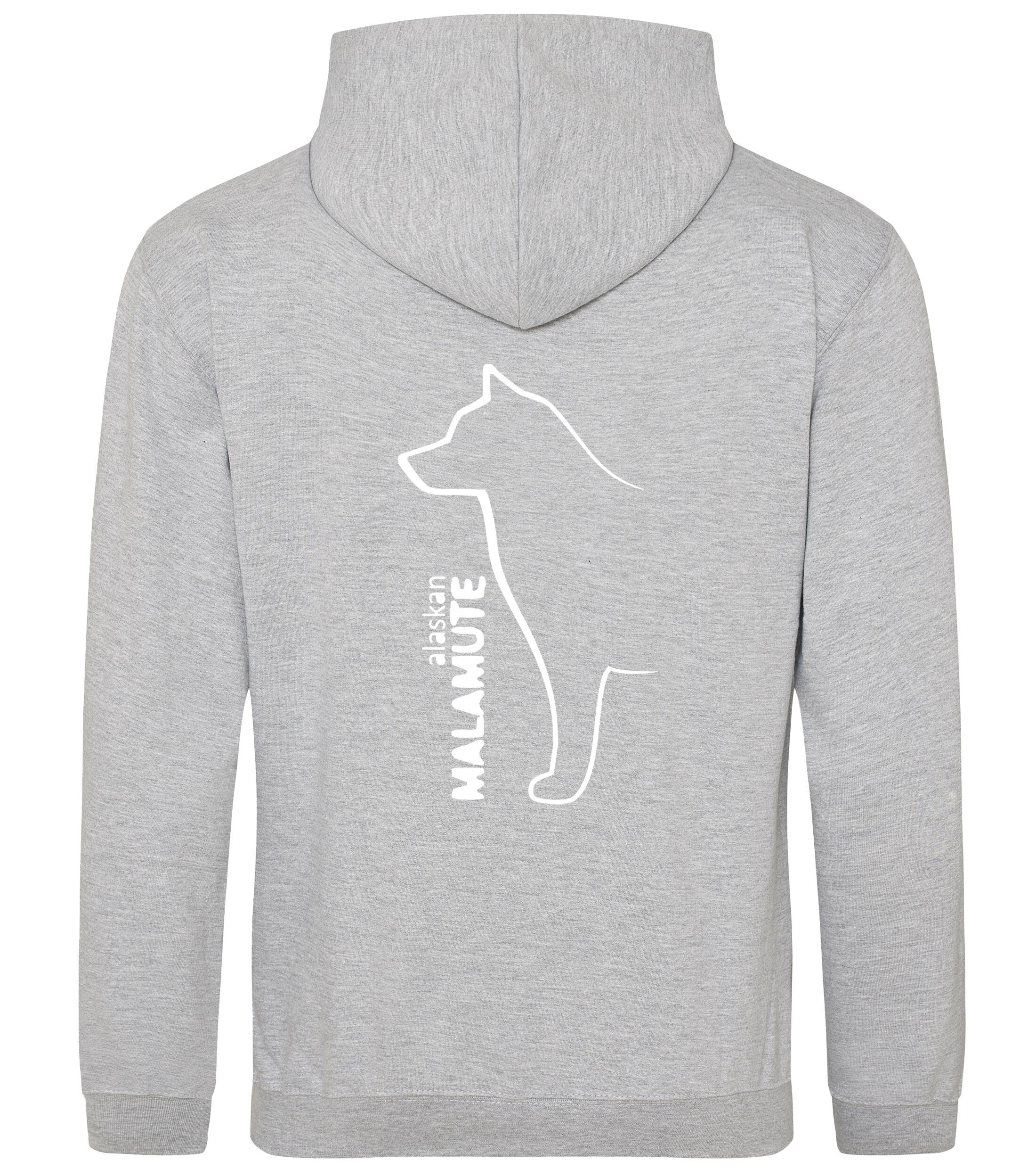 Unisex Alaskan Malamute Pullover Hoodie Heather Grey (White)