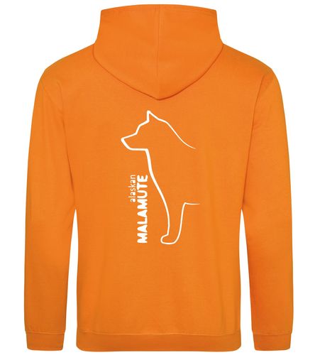 Unisex Alaskan Malamute Pullover Hoodie Orange Crush (White)