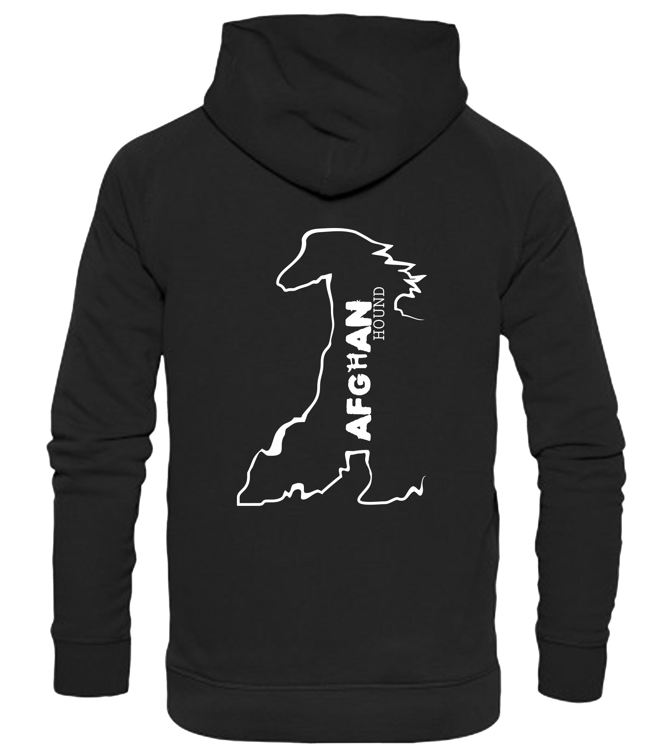 Unisex Afghan Hound Pullover Hoodie Black (White)