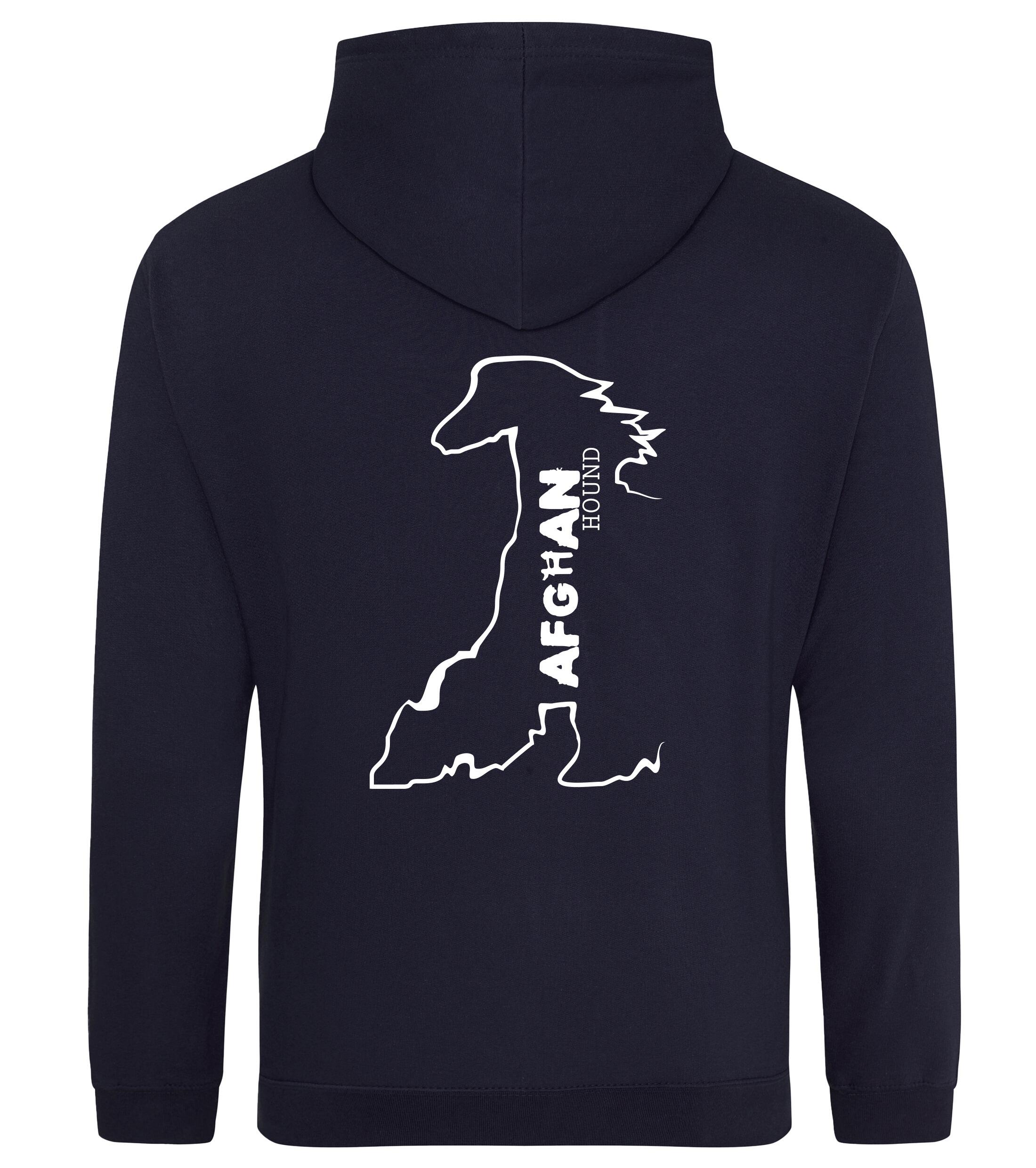 Unisex Afghan Hound Pullover Hoodie French Navy (White)