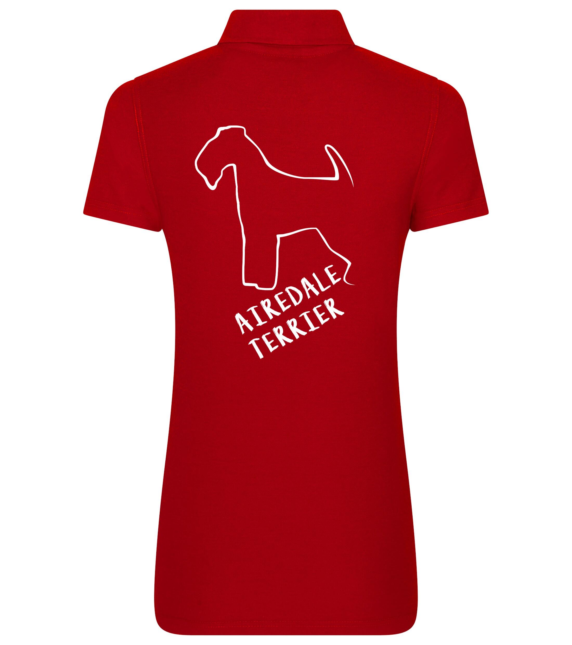 Female Airedale Terrier Polo Shirt Red (White)