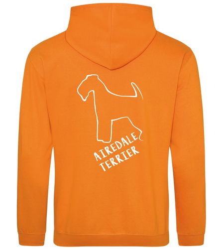 Unisex Airedale Terrier Pullover Hoodie Orange Crush (White)