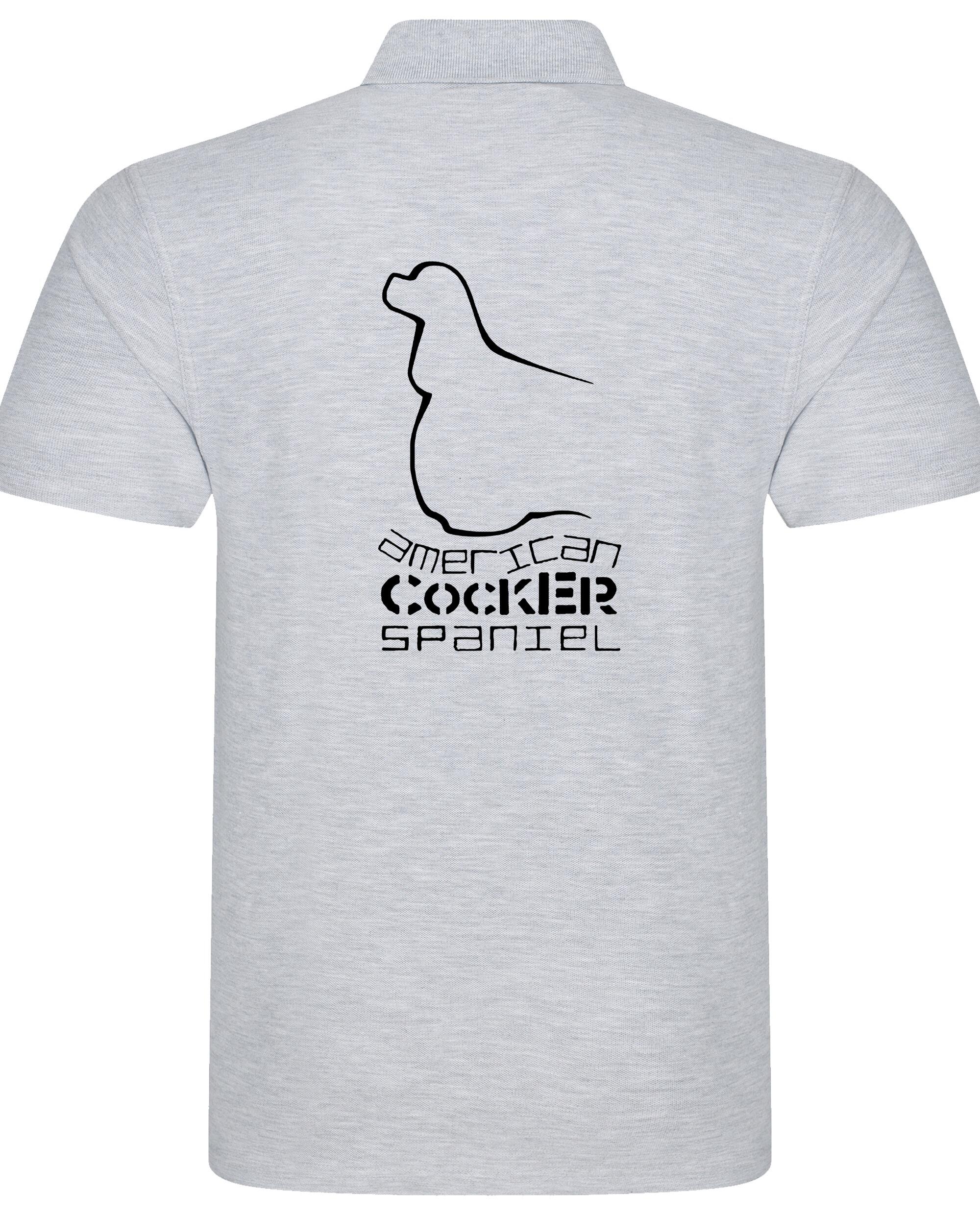 Unisex American Cocker Spaniel Polo Shirt Heather Grey (Black)