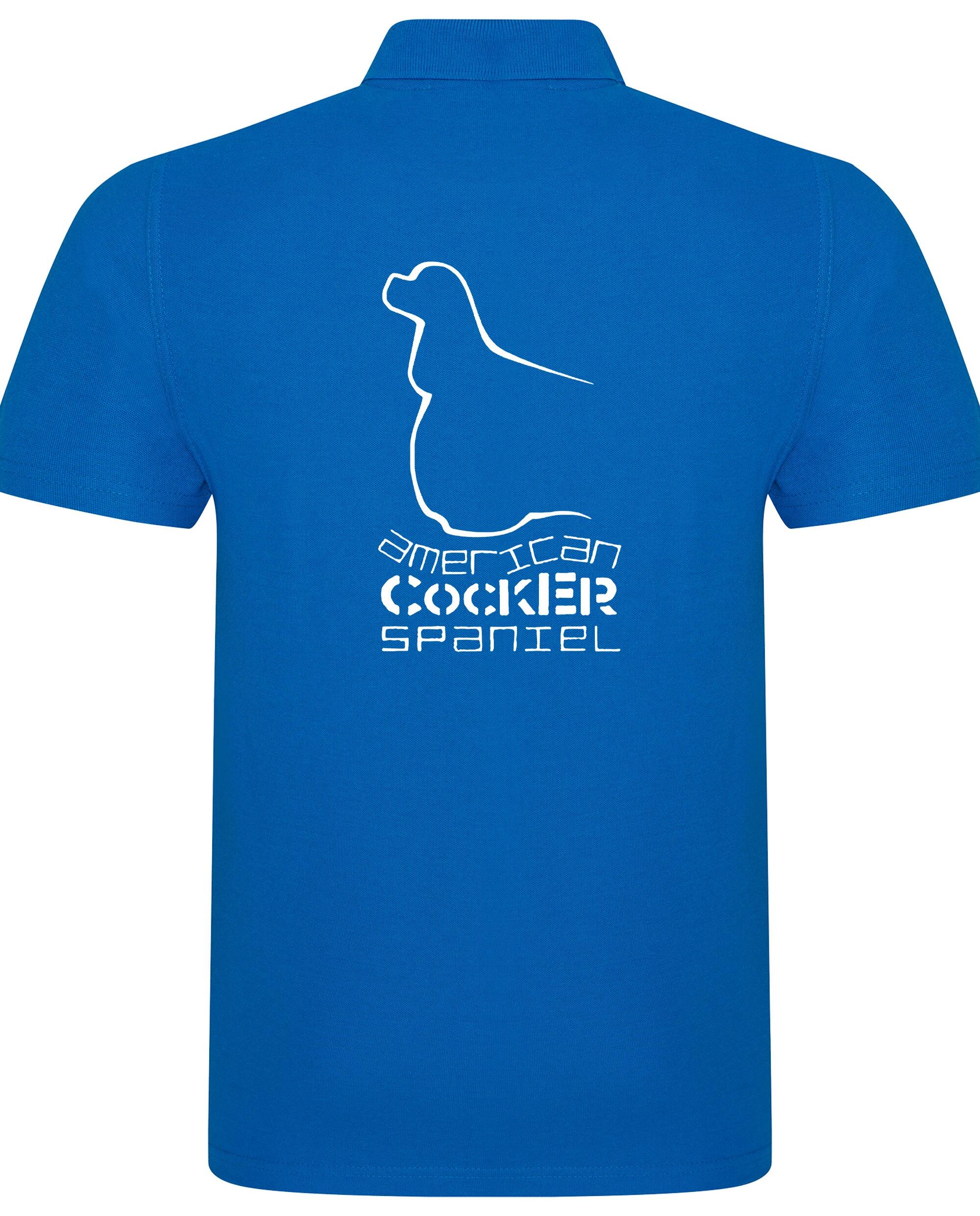 Unisex American Cocker Spaniel Polo Shirt Sapphire Blue (White)