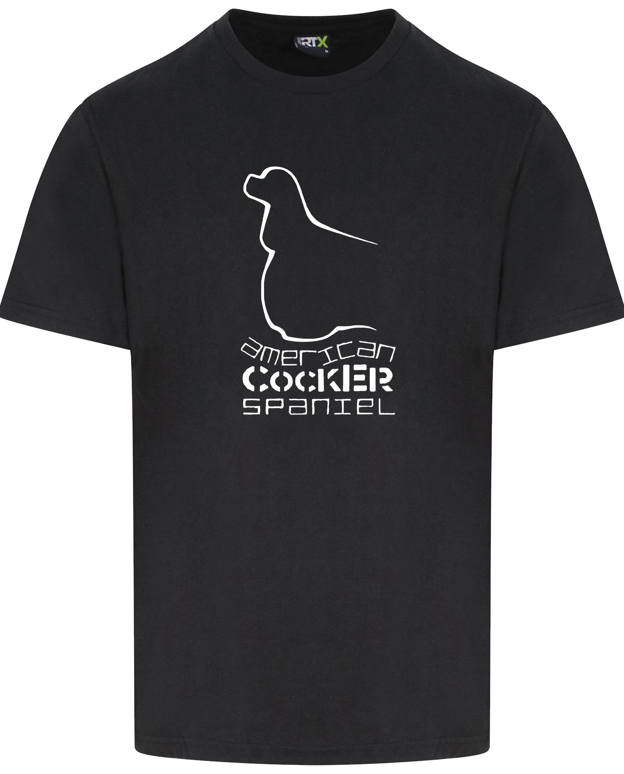 Unisex American Cocker Spaniel Roundneck T-Shirt Black (White)