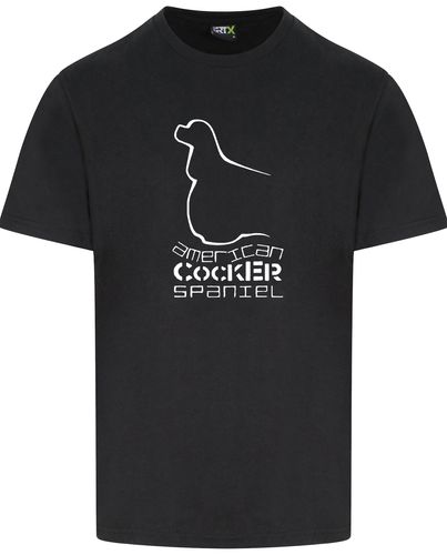 Unisex American Cocker Spaniel Roundneck T-Shirt Black (White)