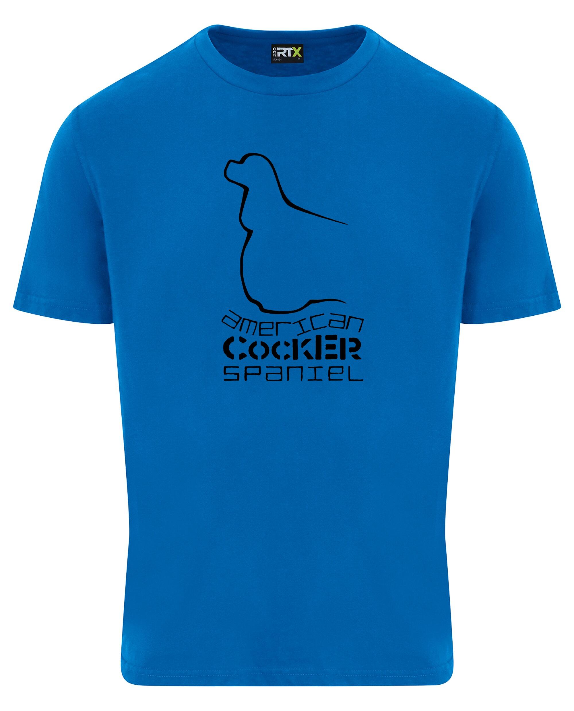 Unisex American Cocker Spaniel Roundneck T-Shirt Sapphire Blue (Black)