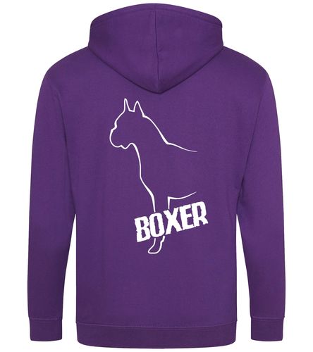 Unisex Boxer Ear Up Zipped Hoodie Purple (White)
