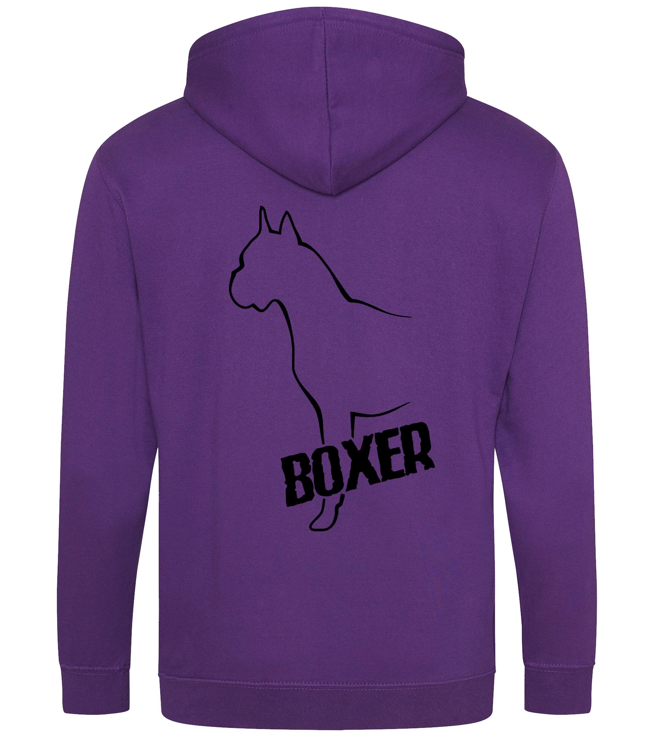 Unisex Boxer Ear Up Zipped Hoodie Purple (Black)