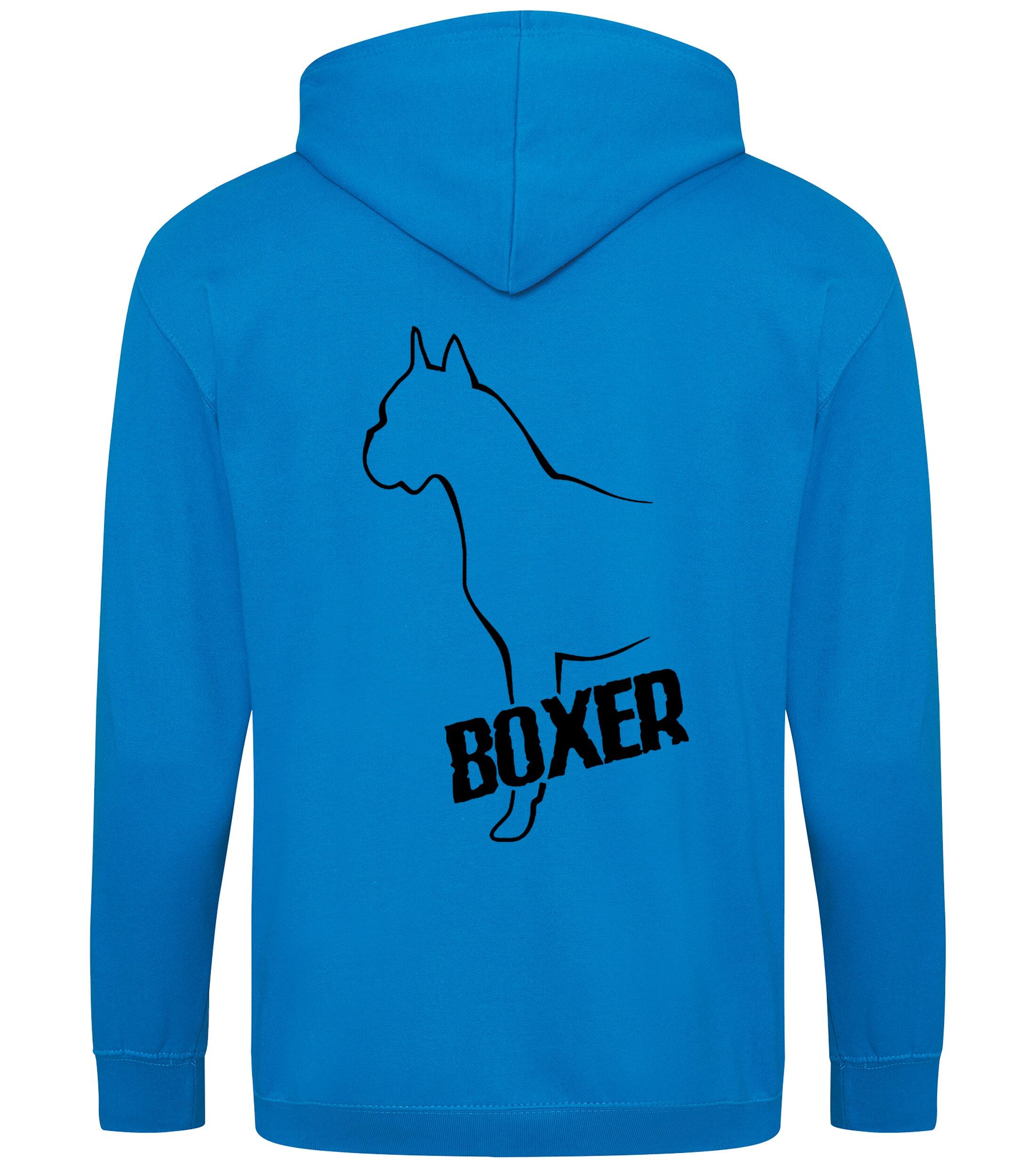 Unisex Boxer Ear Up Zipped Hoodie Sapphire Blue (Black)