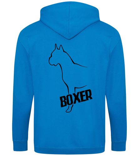 Unisex Boxer Ear Up Zipped Hoodie Sapphire Blue (Black)