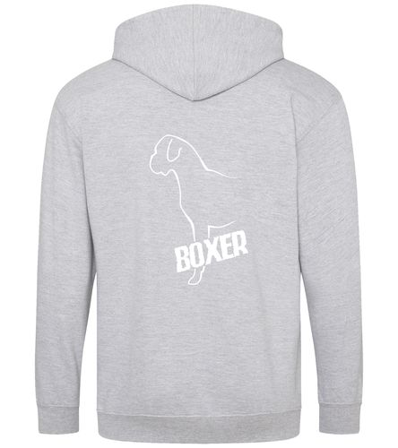 Unisex Boxer Ear Drop Zipped Hoodie Heather Grey (White)