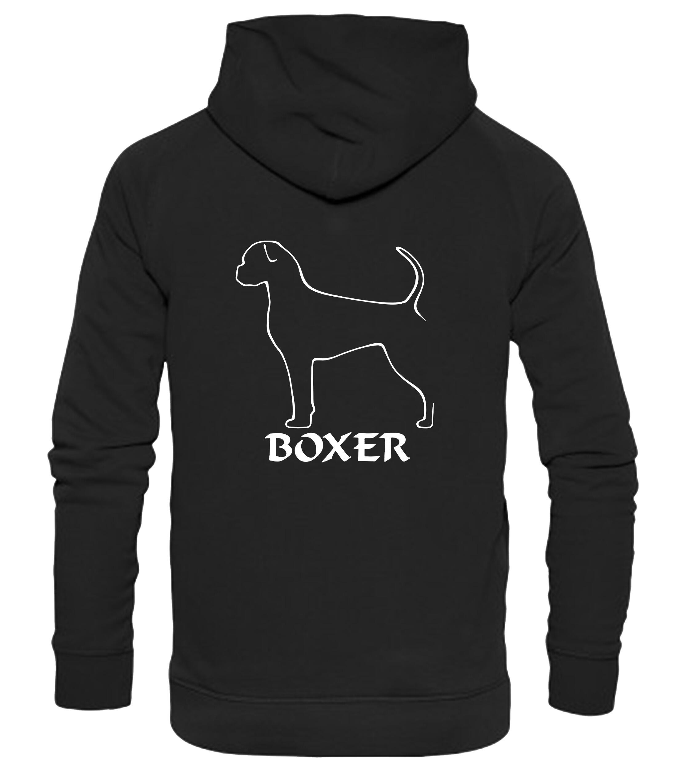Unisex Boxer Ear Drop (2) Pullover Hoodie Black (White)