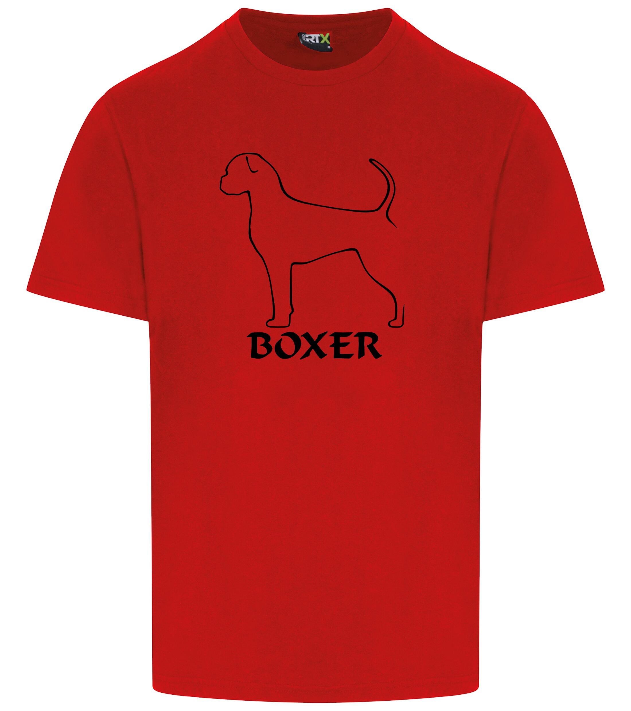 Unisex Boxer Ear Drop (2) Roundneck T-Shirt Red (Black)