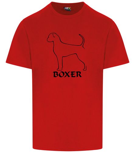 Unisex Boxer Ear Drop (2) Roundneck T-Shirt Red (Black)
