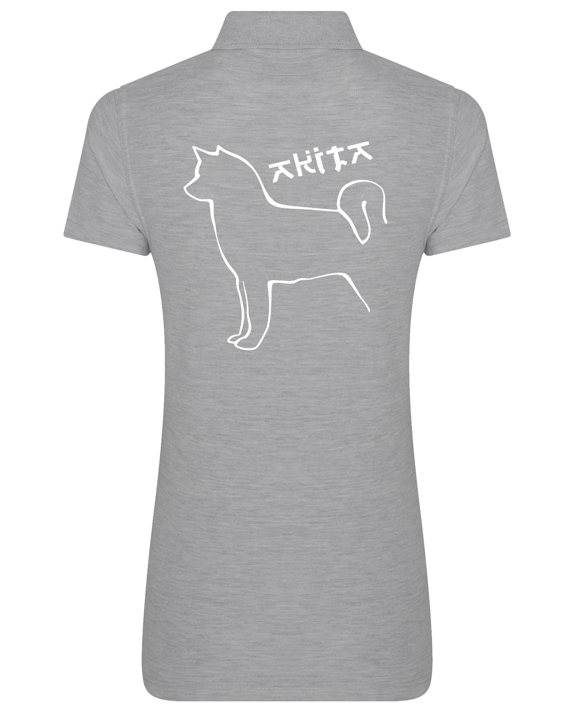 Female Akita Polo Shirt Heather Grey (White)