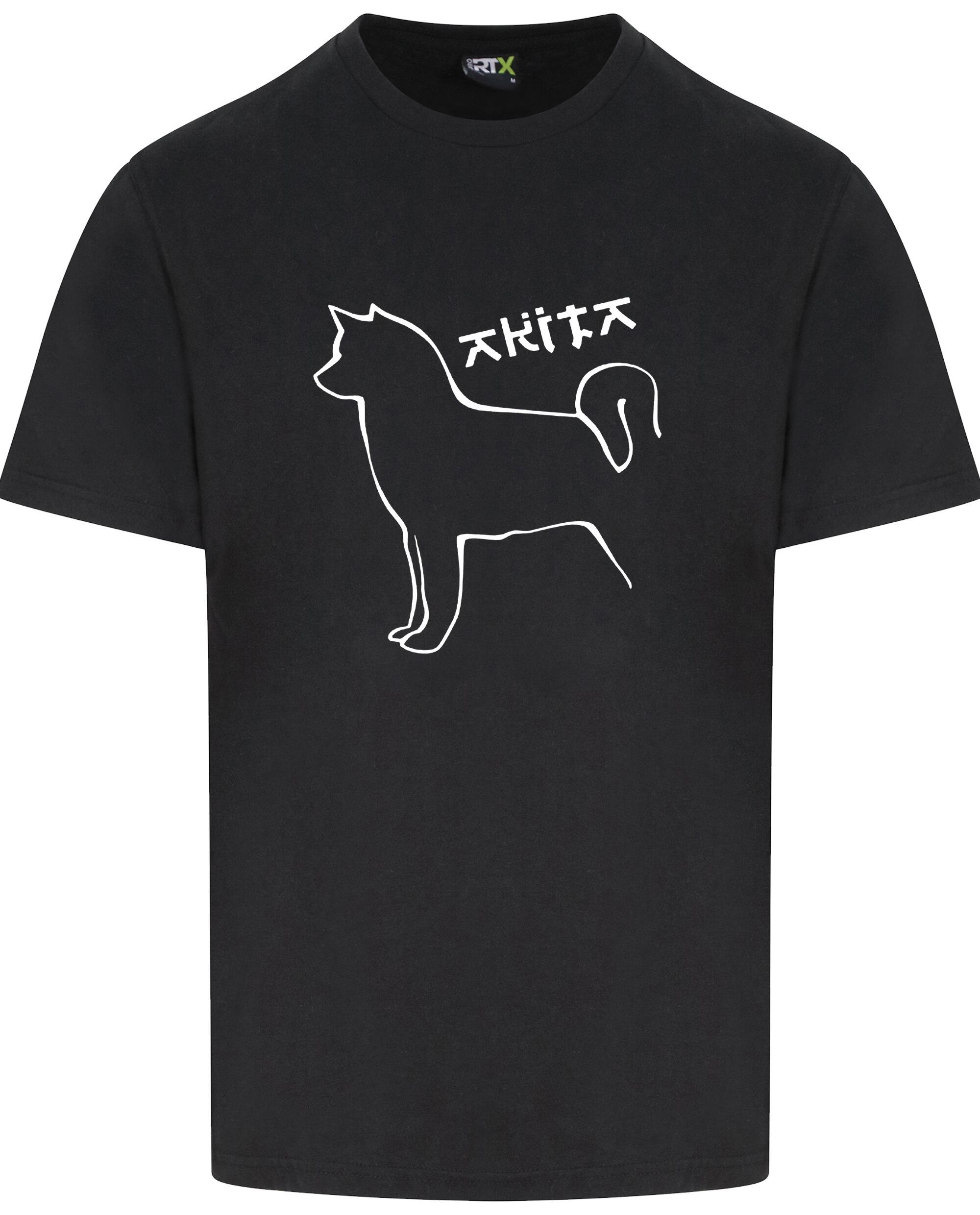 Unisex Akita Roundneck T-Shirt Black (White)