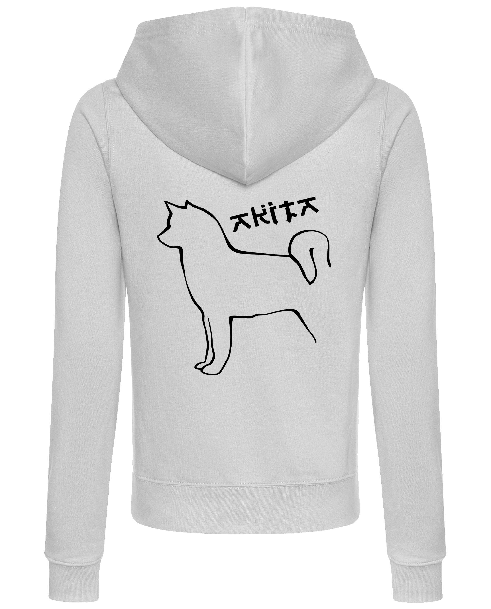 Female Akita Zipped Hoodie Heather Grey (Black)