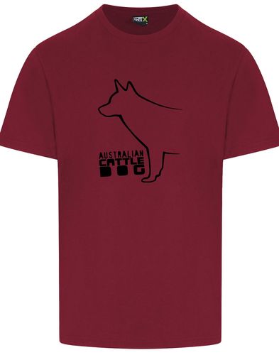 Unisex Australian Cattle Dog Roundneck T-Shirt Burgundy (Black)