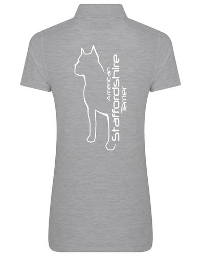 Female American Staffordshire Terrier Polo Shirt Heather Grey (White)
