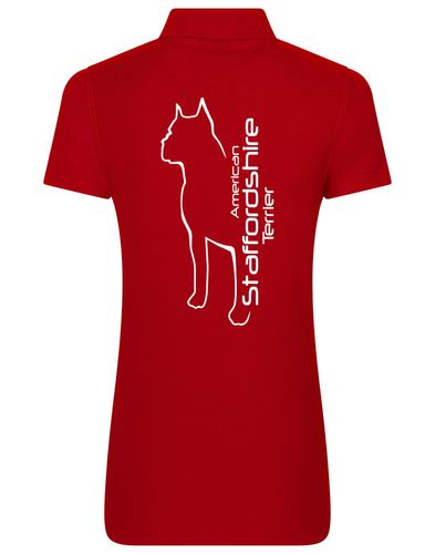 Female American Staffordshire Terrier Polo Shirt Red (White)