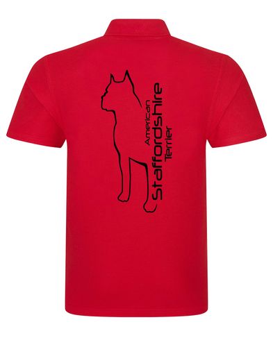Unisex American Staffordshire Terrier Polo Shirt Red (Black)
