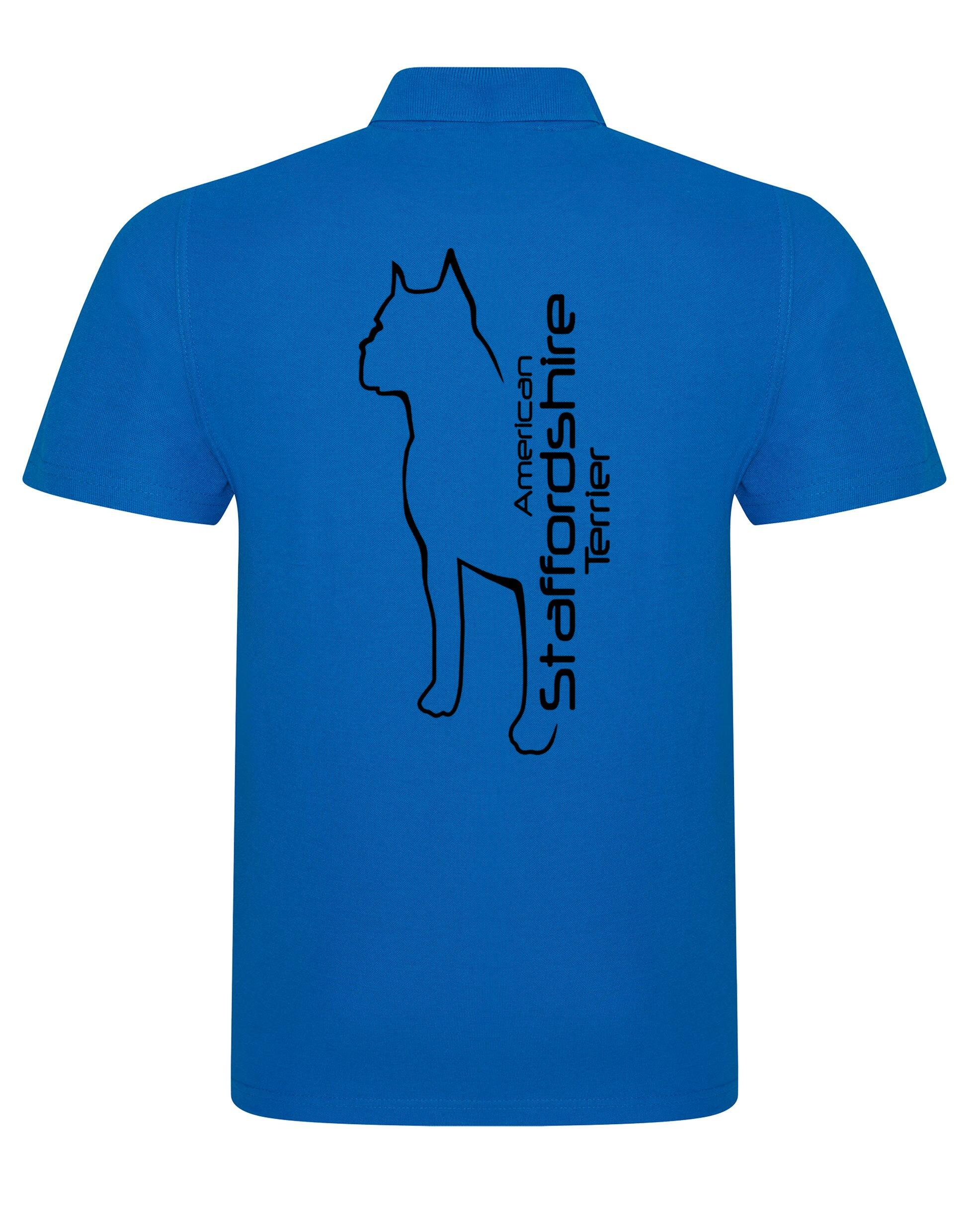 Unisex American Staffordshire Terrier Polo Shirt Sapphire Blue (Black)