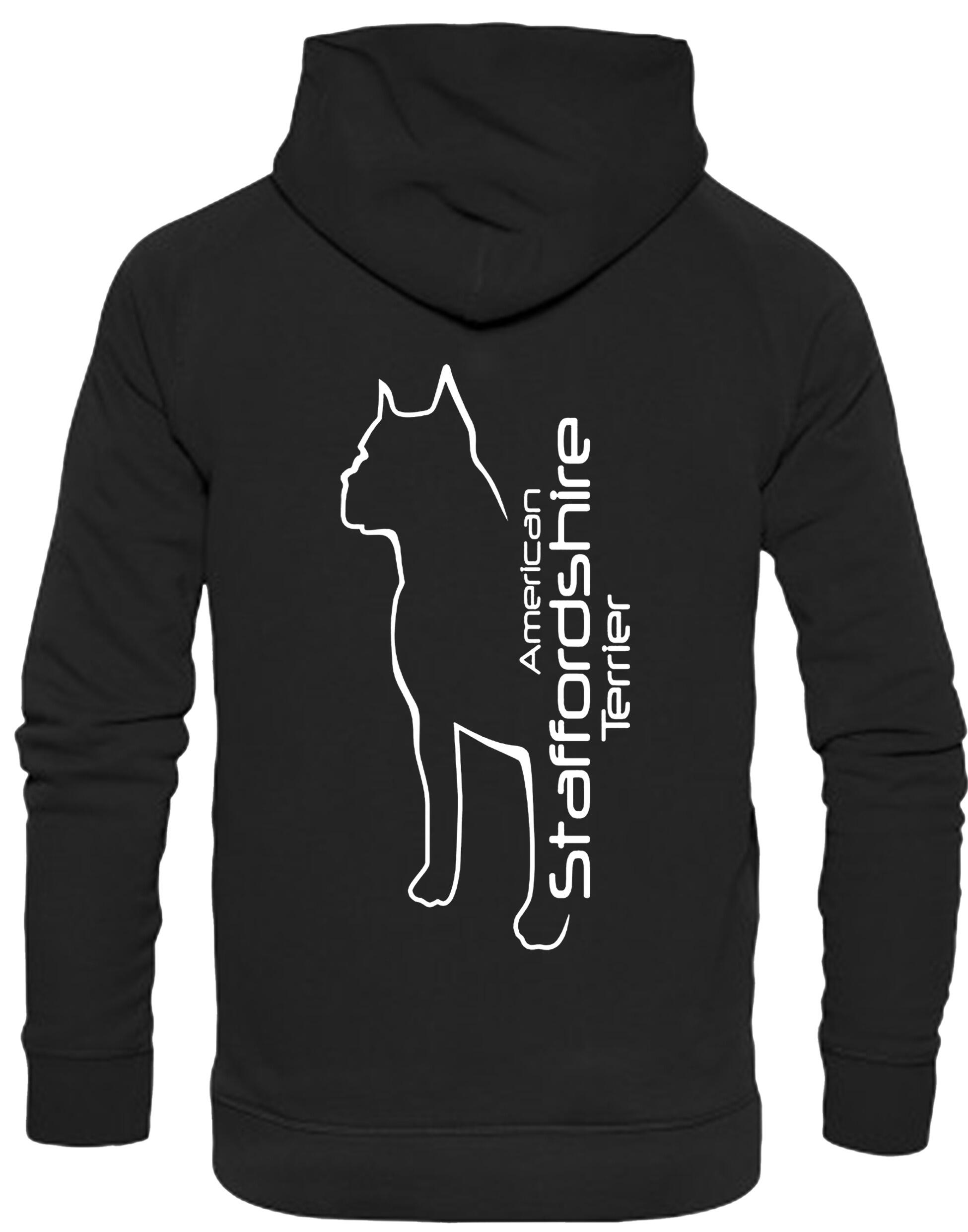 Unisex American Staffordshire Terrier Pullover Hoodie Black (White)