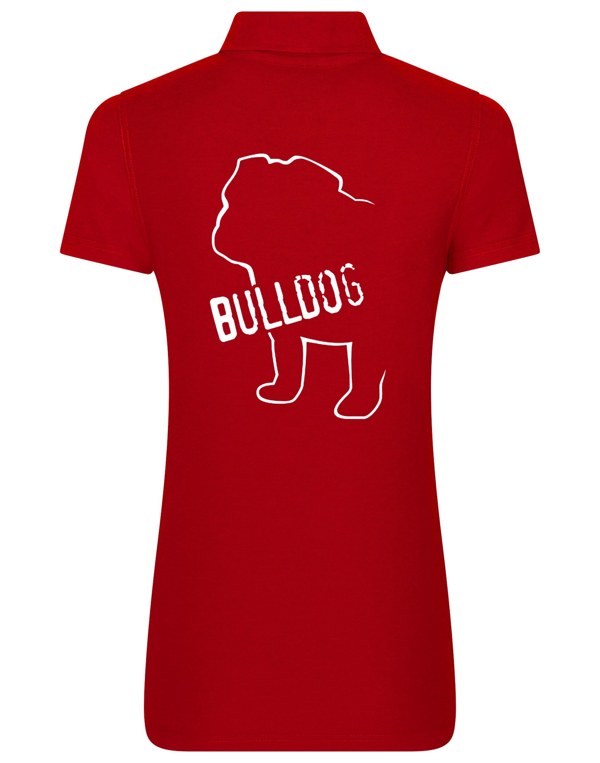 Female Bulldog (Body Design) Polo Shirt Red (White)