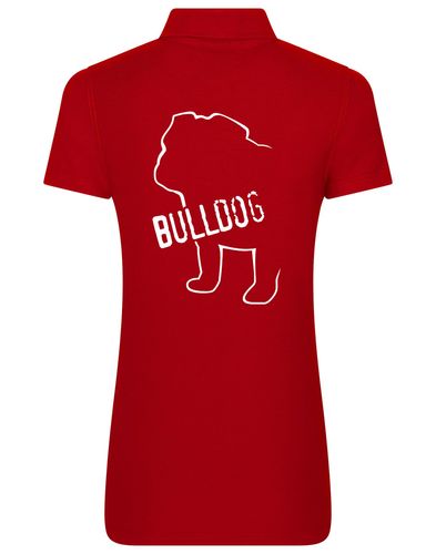 Female Bulldog (Body Design) Polo Shirt Red (White)