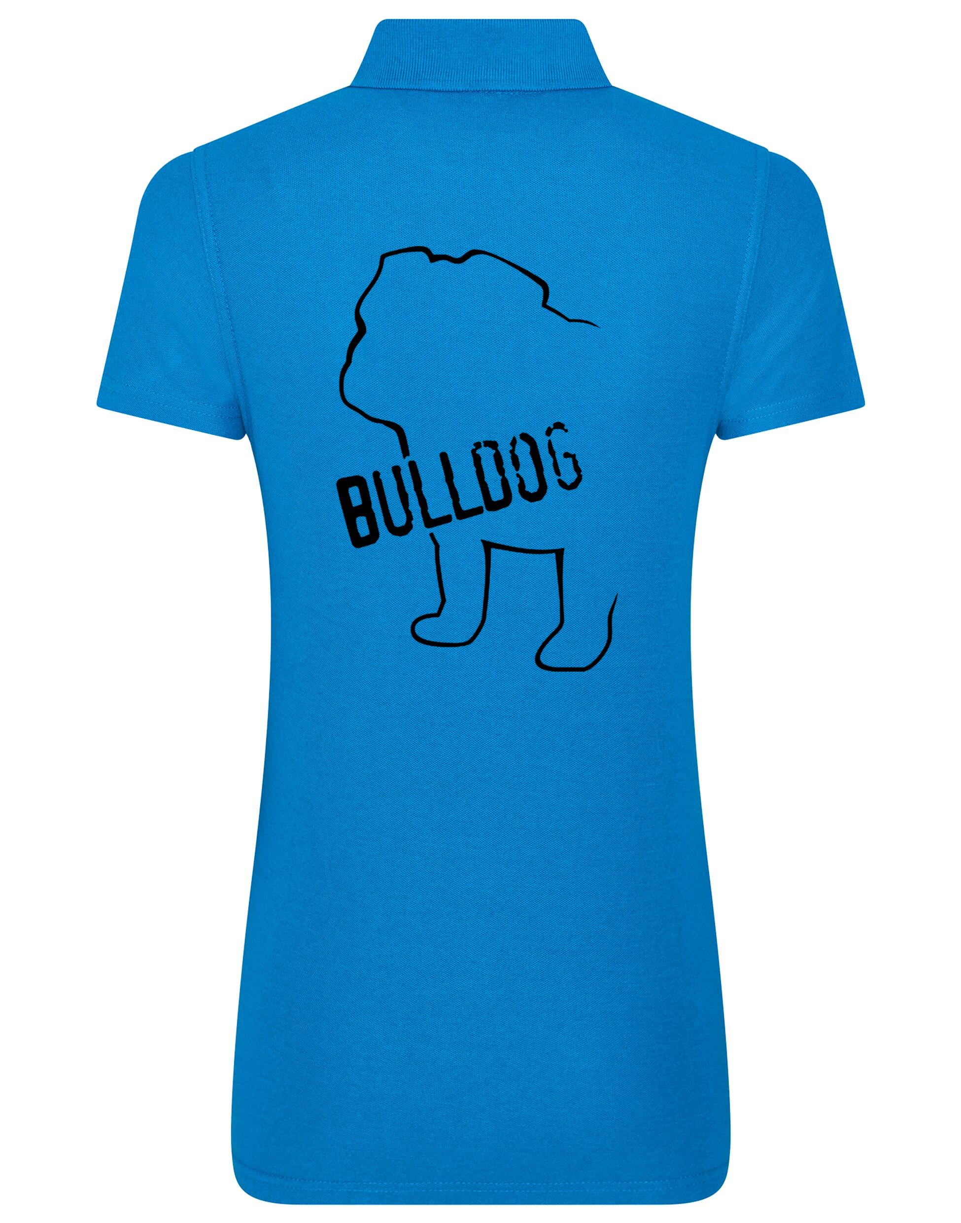 Female Bulldog (Body Design) Polo Shirt Sapphire Blue (Black)
