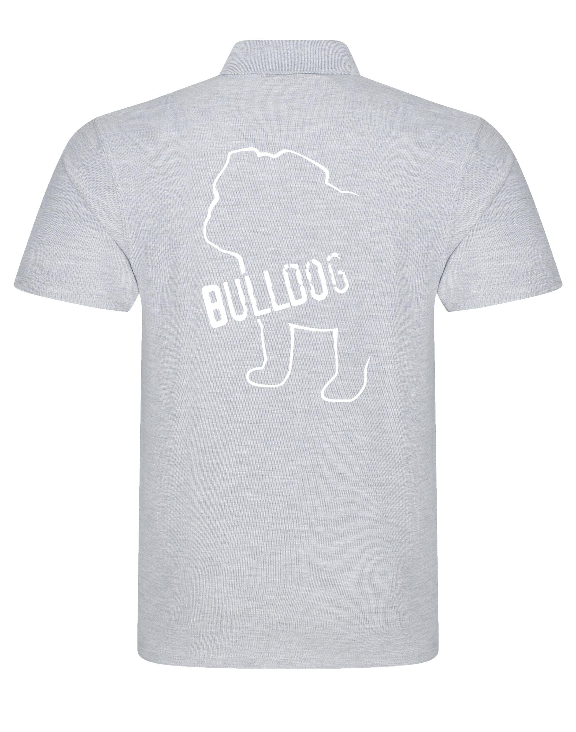 Unisex Bulldog (Body Design) Polo Shirt Heather Grey (White)