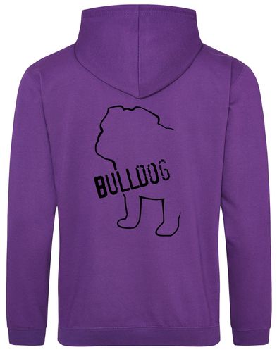 Unisex Bulldog (Body Design) Pullover Hoodie Purple (Black)