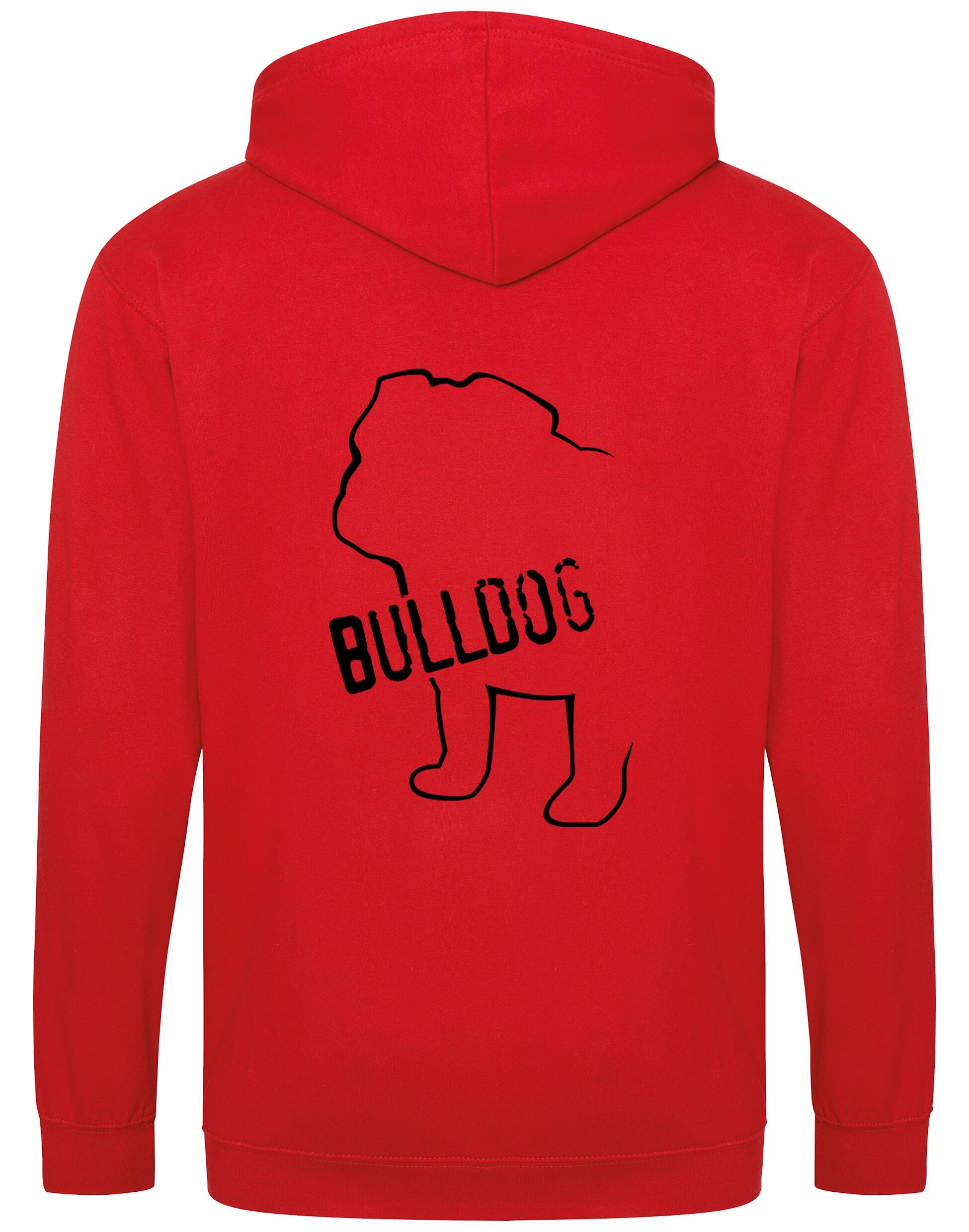 Unisex Bulldog (Body Design) Zipped Hoodie Red (Black)