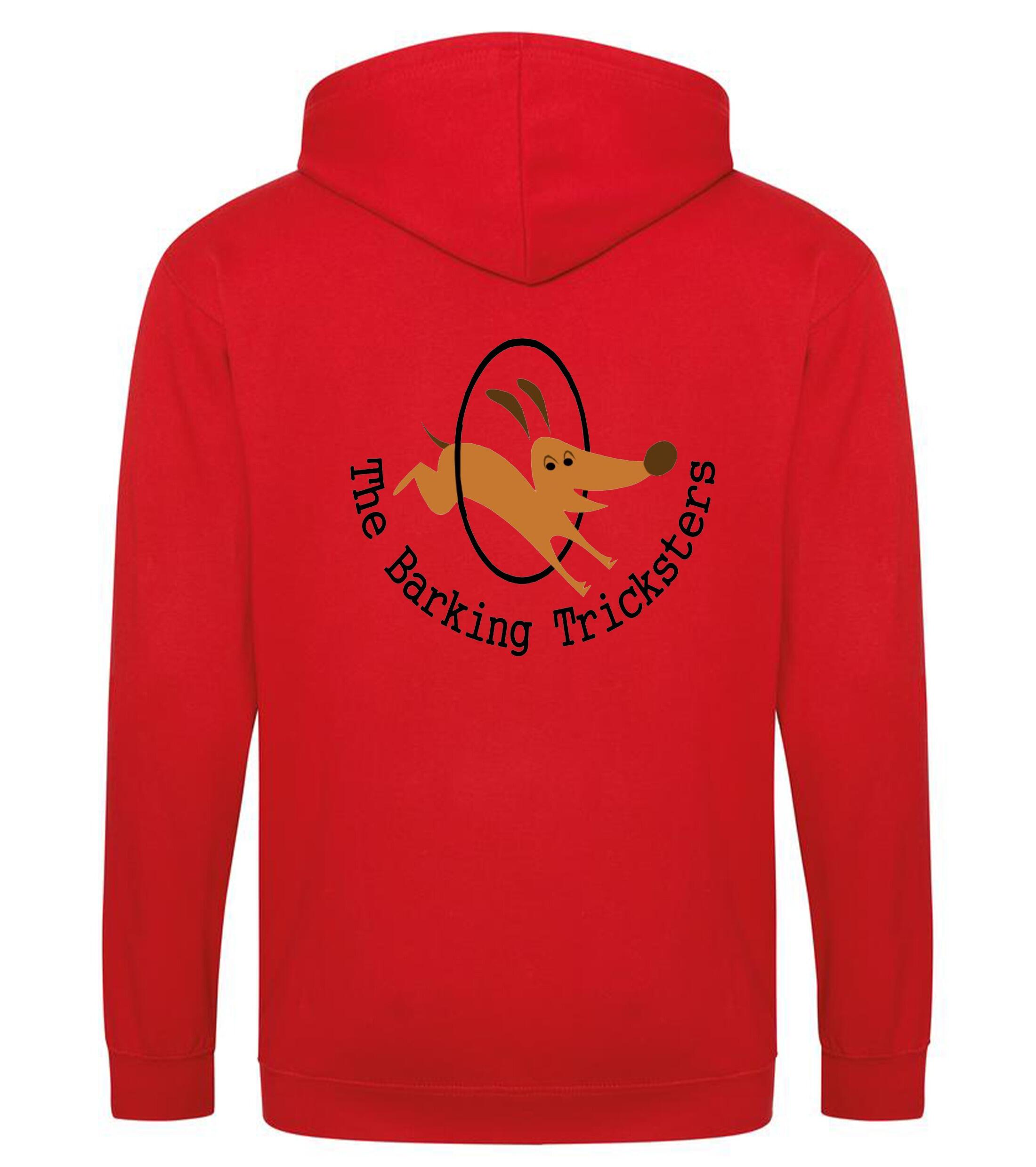 The Barking Tricksters Zipped Hoodies Red