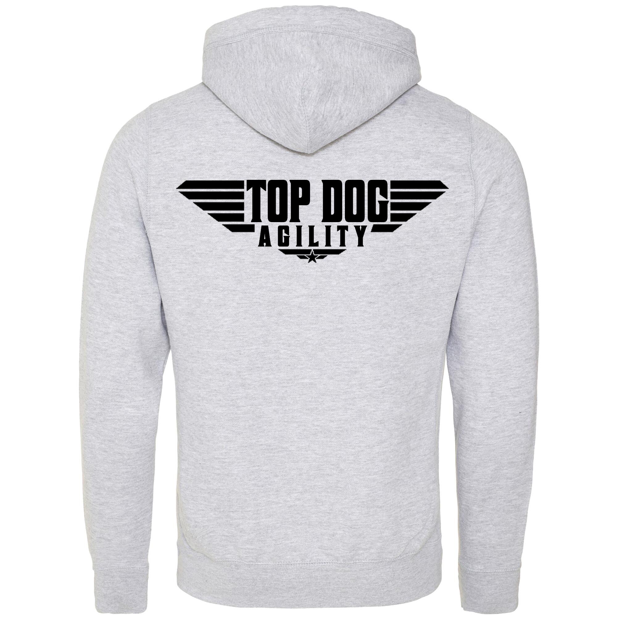 Heather Grey Cross Neck Hoodies with "Top Dog Agility" Black Print - Agility Lifestyle Collection