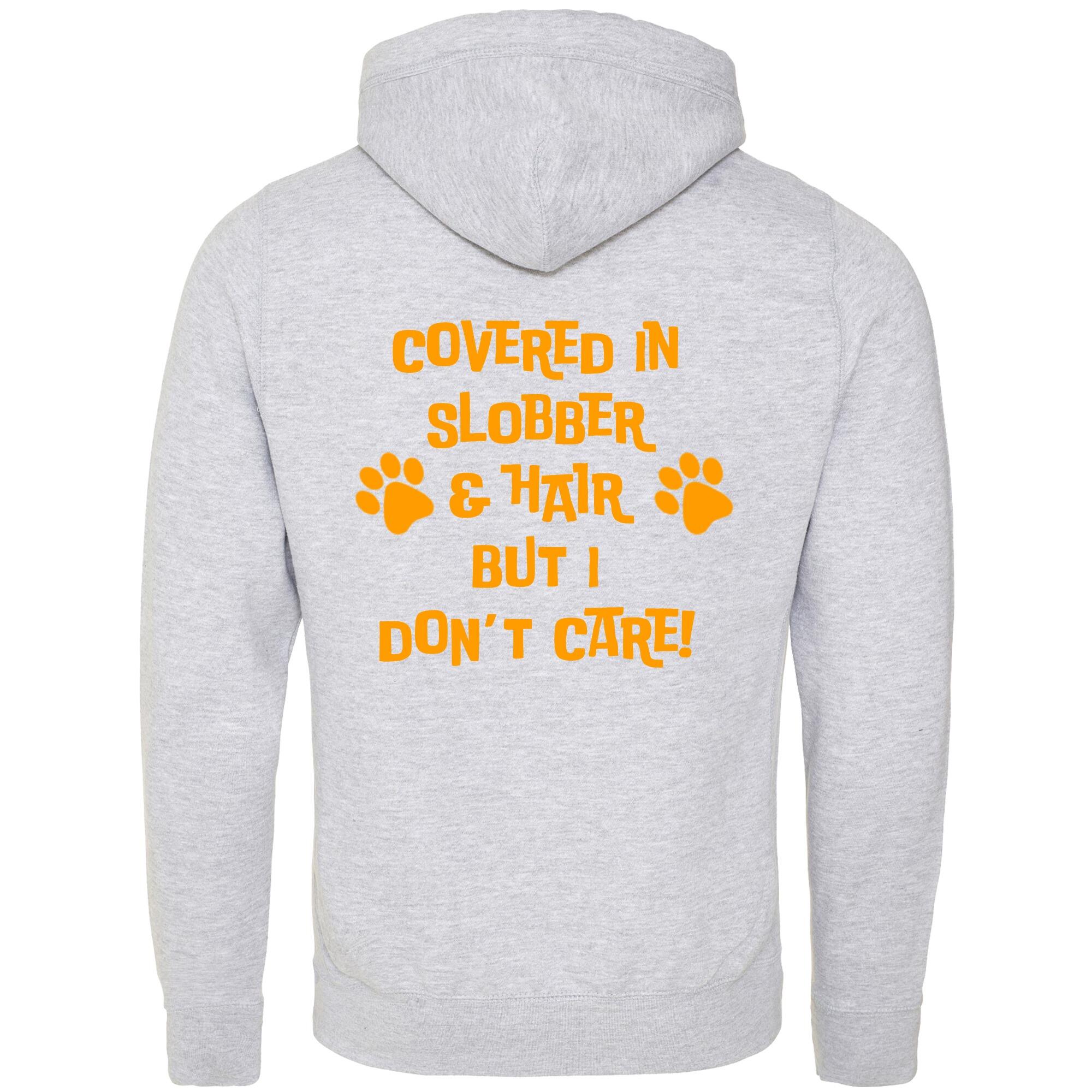 Heather Grey Cross Neck Hoodies with "Covered In Slobber" Orange Print - Agility Lifestyle Collection