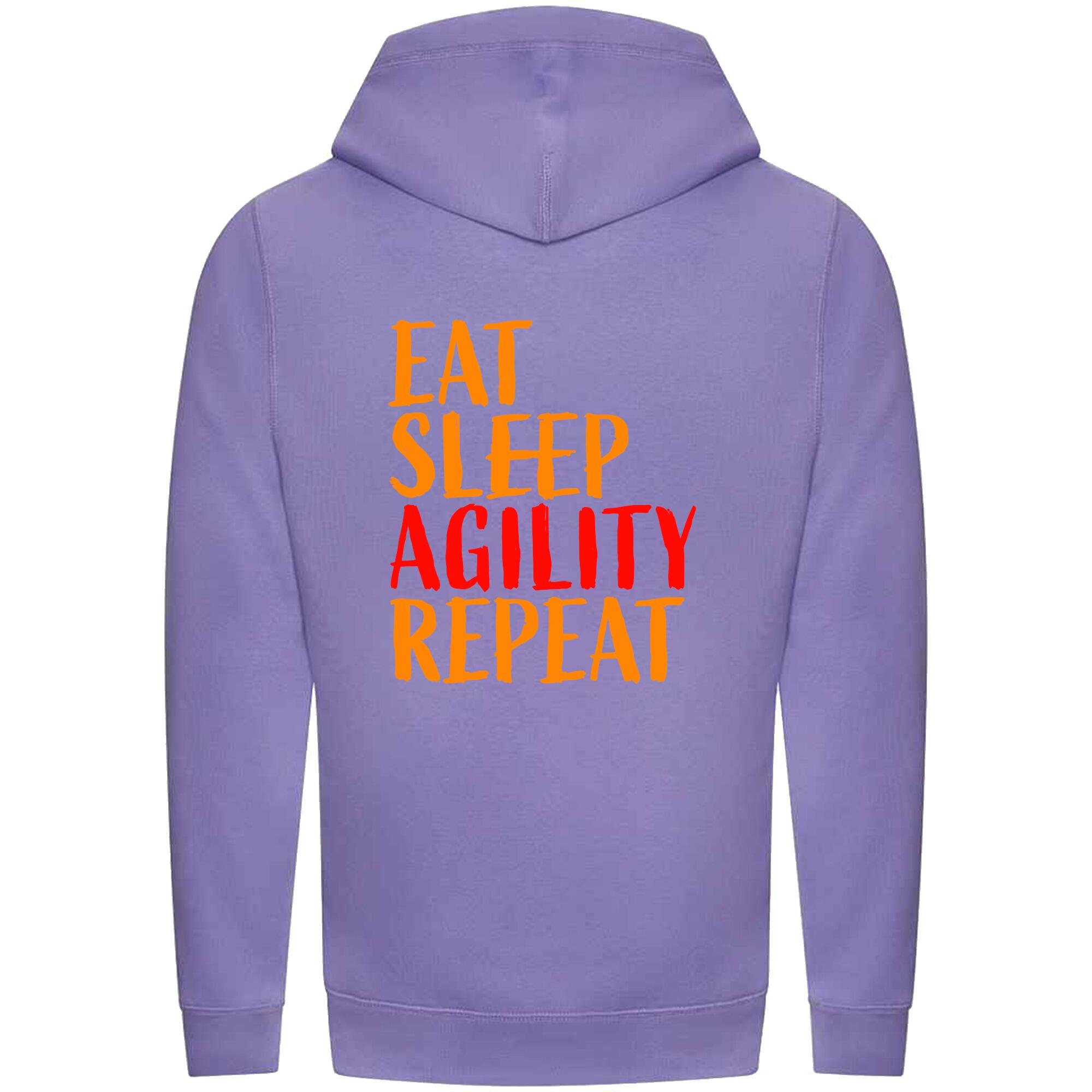 Digital Lavender Cross Neck Hoodies with "Eat Sleep Agility Repeat" Orange Print - Agility Lifestyle Collection