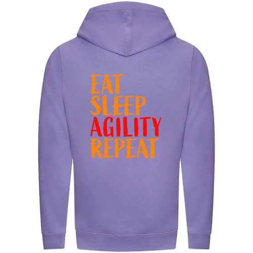 Digital Lavender Cross Neck Hoodies with "Eat Sleep Agility Repeat" Orange Print - Agility Lifestyle Collection