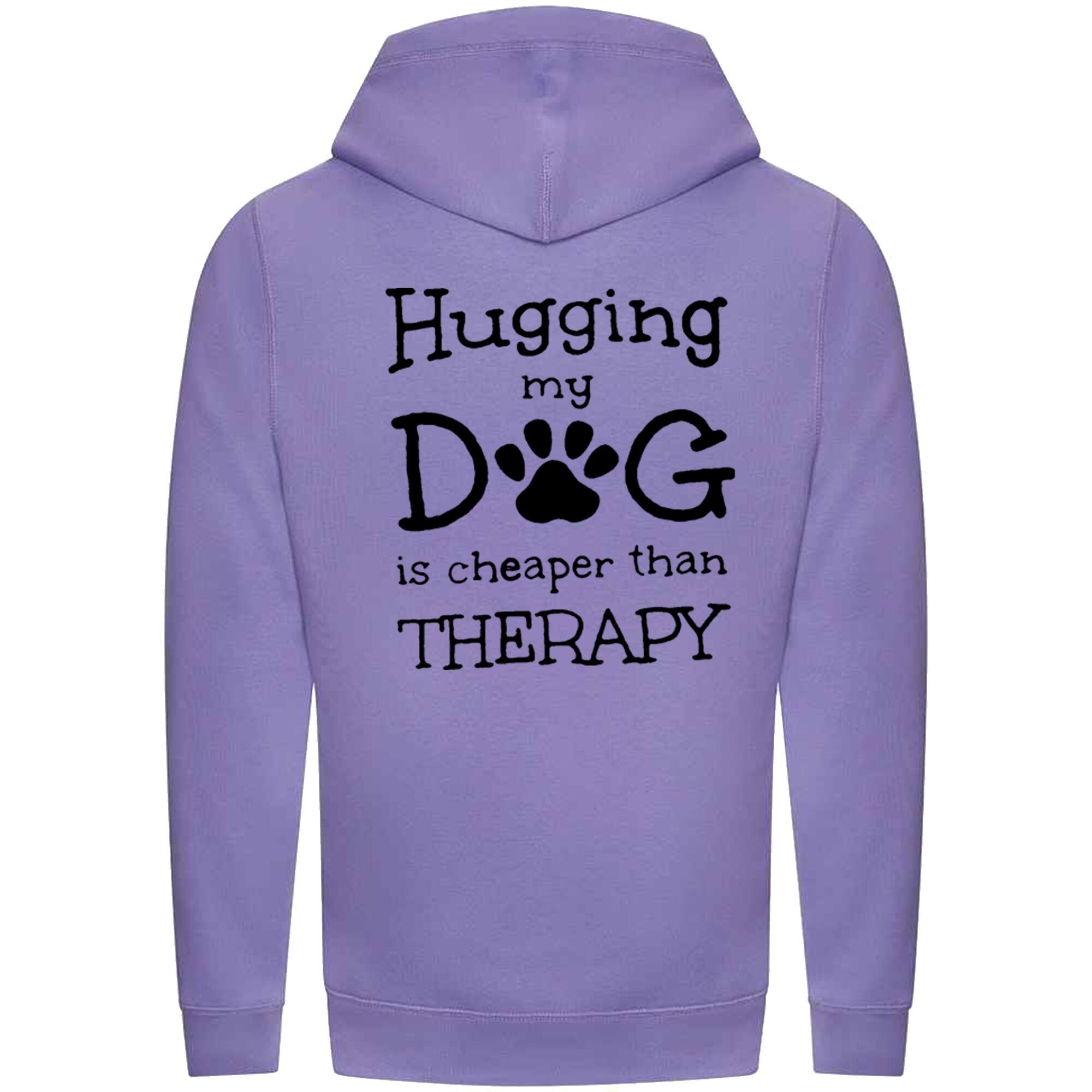 Digital Lavender Cross Neck Hoodies with "Hugging My Dog Is Cheaper" Black Print - Agility Lifestyle Collection