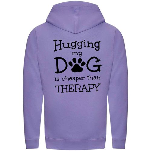 Digital Lavender Cross Neck Hoodies with "Hugging My Dog Is Cheaper" Black Print - Agility Lifestyle Collection