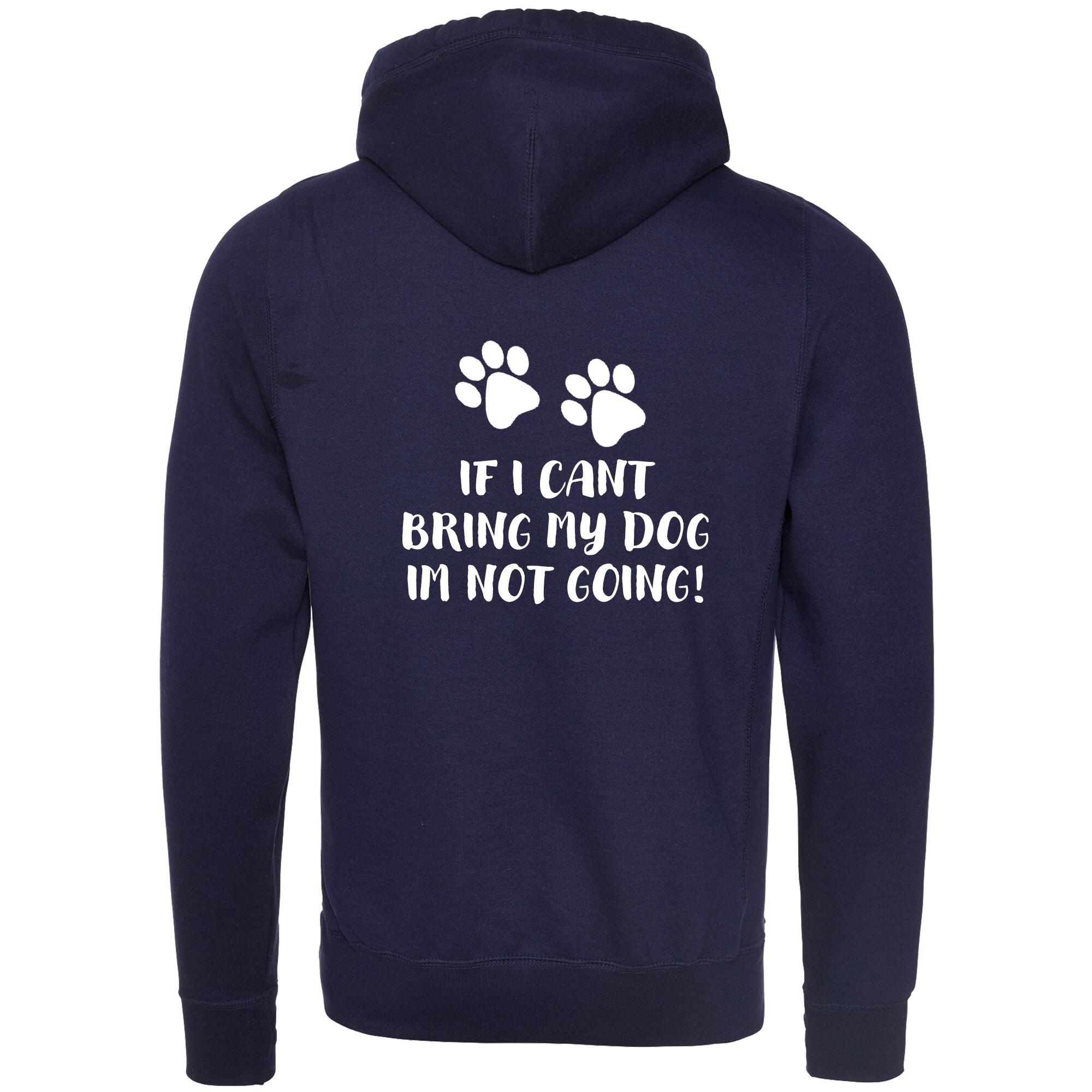 Oxford Navy Cross Neck Hoodies with "If I Can't Bring My Dog" White Print - Agility Lifestyle Collection