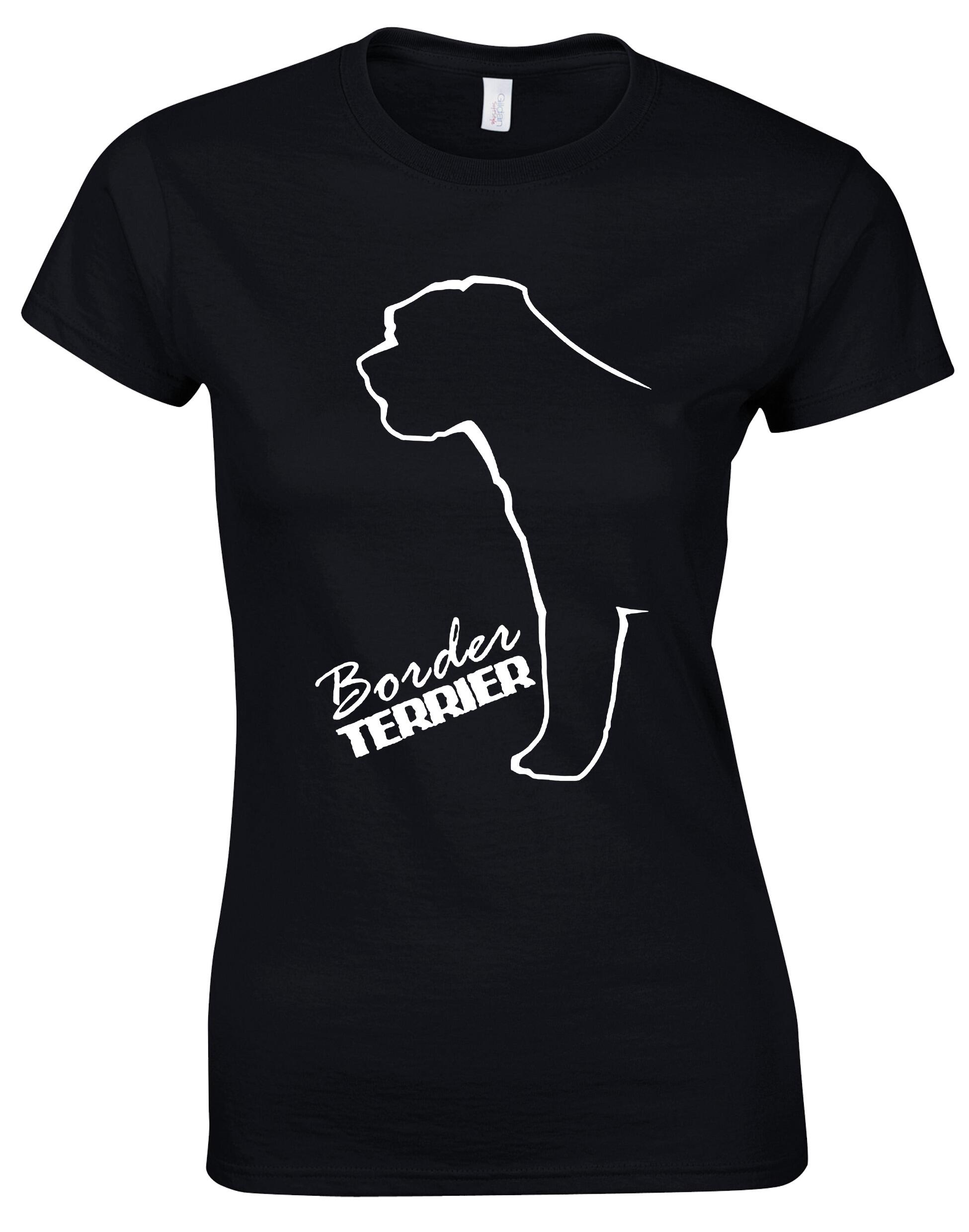 Female Roundneck T-shirt with Border Terrier Dog Breed Design – Style for Every Dog Lover